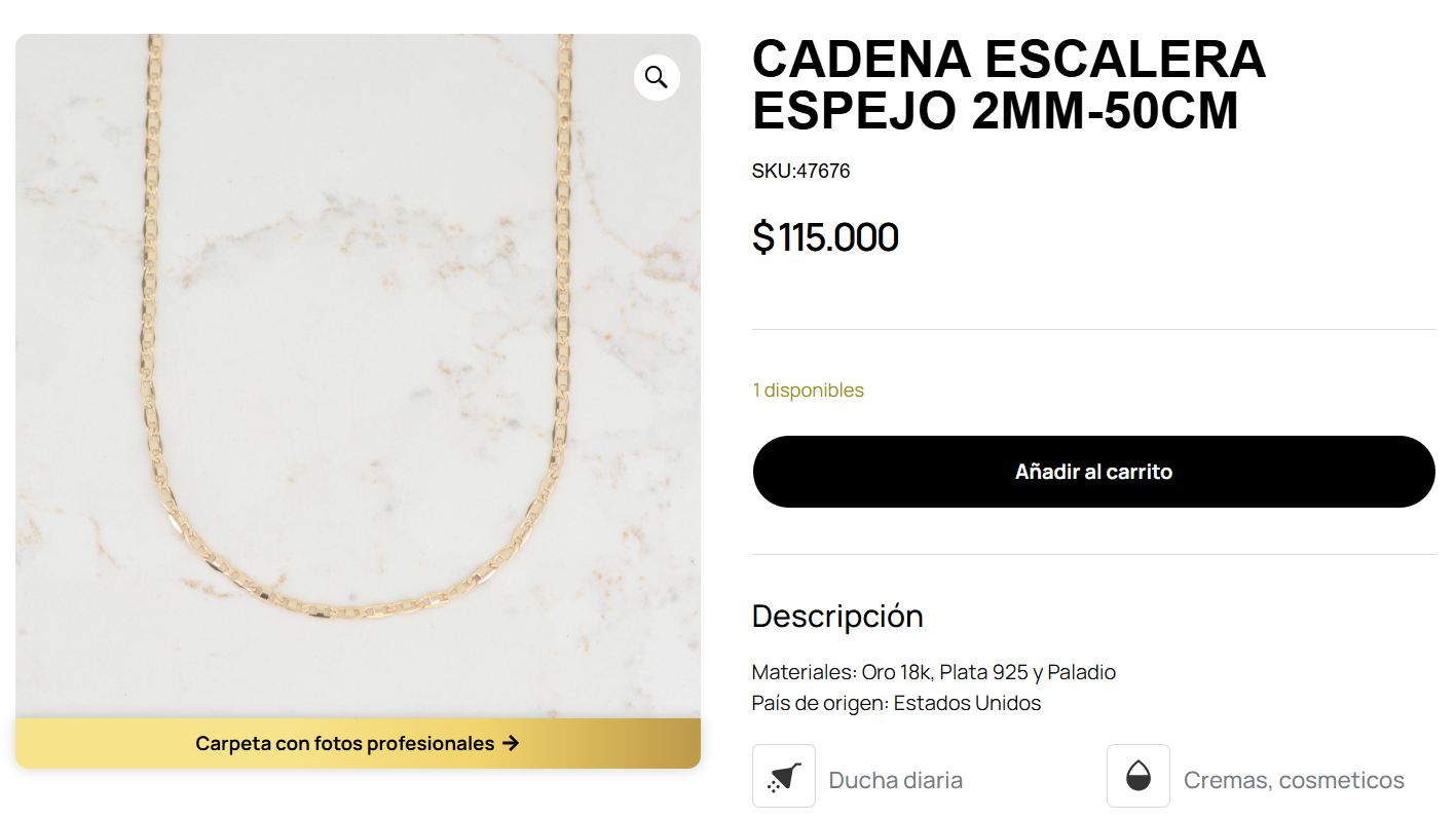 Ejemplo del material gráfico de Oro Colombia